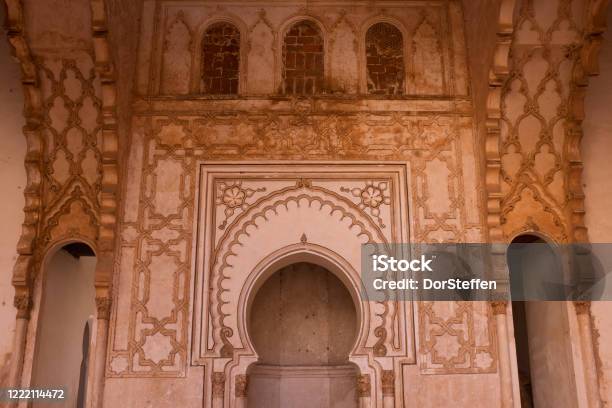 Wall With Mihrab Of Public Old Almohad Tin Mal Mosque In Morocco Stock Photo - Download Image Now