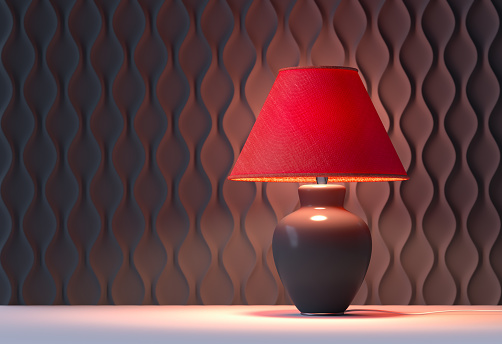 Red lamp -interior - 3d rendering - illustration