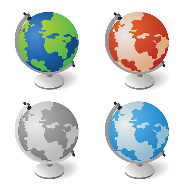 Isometric icon of globe in four colors vector art illustration