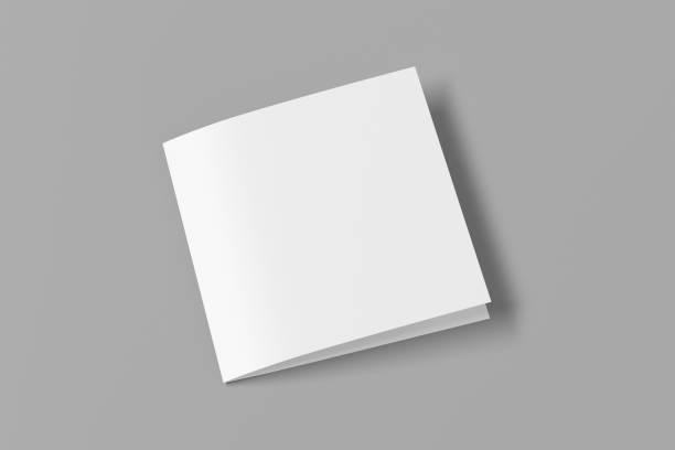 istock Blank square pages leaflet cover. Bi-fold or half-fold brochure isolated with clipping path. 1222116222
