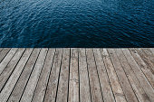 Empty wooden dock at the lake