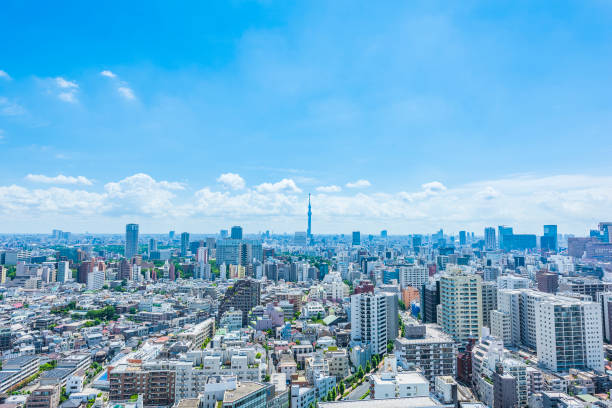 tokyo city skyline , japan. - tokyo sky tree fotos stock-fotos und bilder