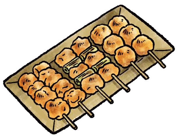 ilustrações de stock, clip art, desenhos animados e ícones de yakitori - asia cooked food gourmet