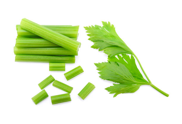 istock Top view of celery isolated on white background 1222140042