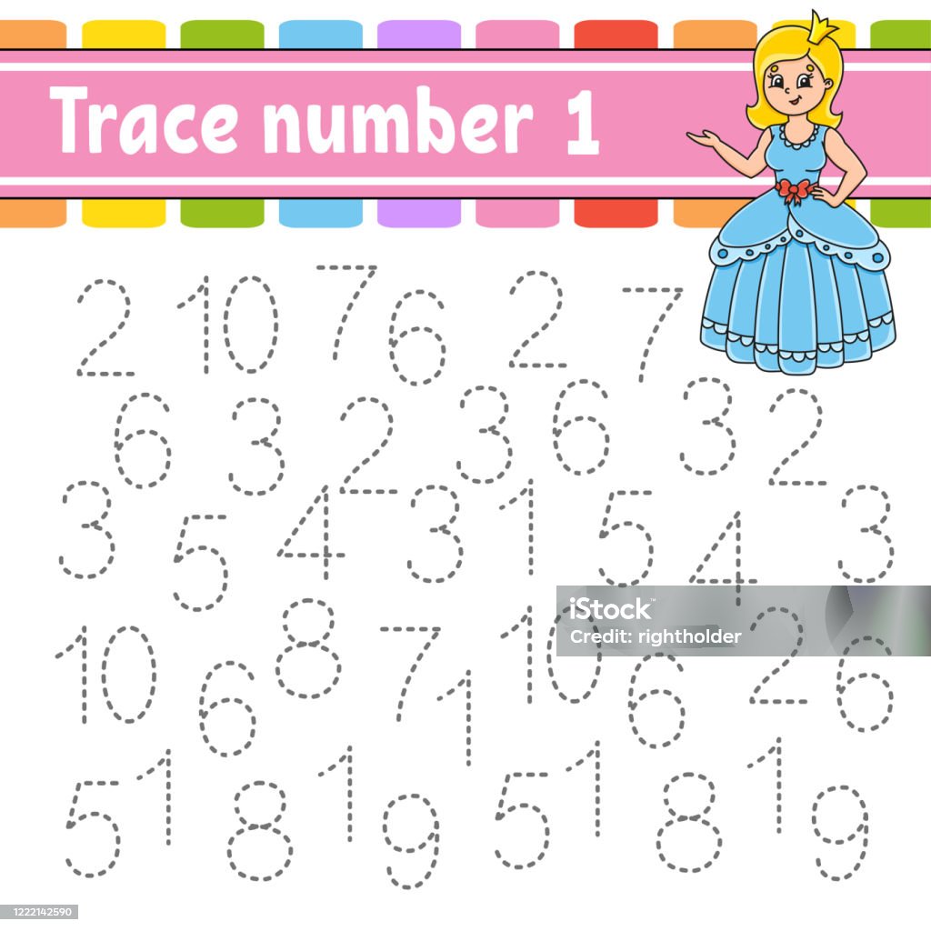 Number One Handwritten Trace Number 1 Handwriting Practice Learning Numbers For Kids Education ...