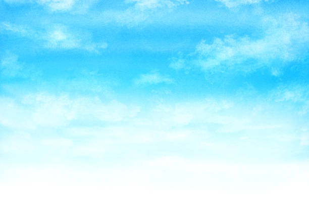 mavi gökyüzü suluboya illüstrasyon. - sky stock illustrations