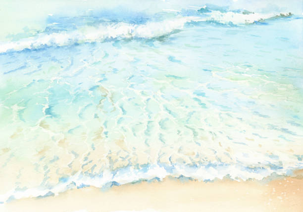 istock Watercolor illustration of sand beach. 1222143619