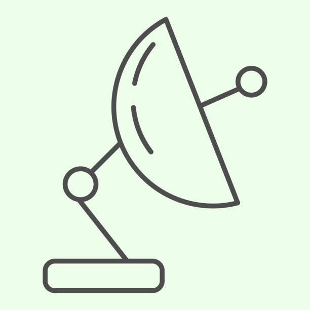 Satellite observation dish thin line icon. Aerials Parabolic antenna outline style pictogram on white background. Research and Astronomy signs for mobile concept and web design. Vector graphics. Satellite observation dish thin line icon. Aerials Parabolic antenna outline style pictogram on white background. Research and Astronomy signs for mobile concept and web design. Vector graphics parabola stock illustrations