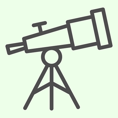 Telescope line icon. Astronomy observe planetarium tool outline style pictogram on white background. Universe and solar system explore for mobile concept and web design. Vector graphics