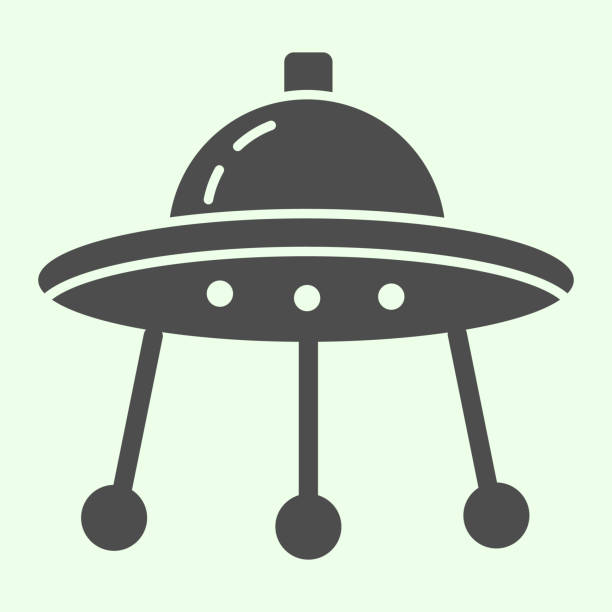Alien spaceship solid icon. Spacecraft or ufo ship plate glyph style pictogram on white background. Space and astronomy signs for mobile concept and web design. Vector graphics. Alien spaceship solid icon. Spacecraft or ufo ship plate glyph style pictogram on white background. Space and astronomy signs for mobile concept and web design. Vector graphics grey alien stock illustrations