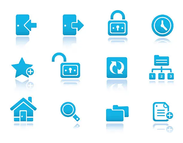 Vector illustration of Web and Internet icons, set 2 | Blue reflected series