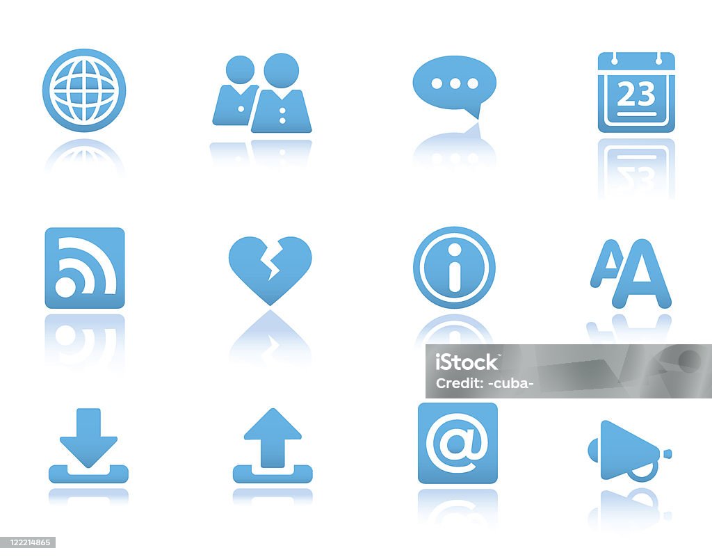 Web and Internet icons, set 4 | Blue reflected series  'at' Symbol stock vector