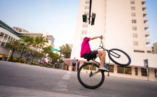 BMX style wheel up in South Beach