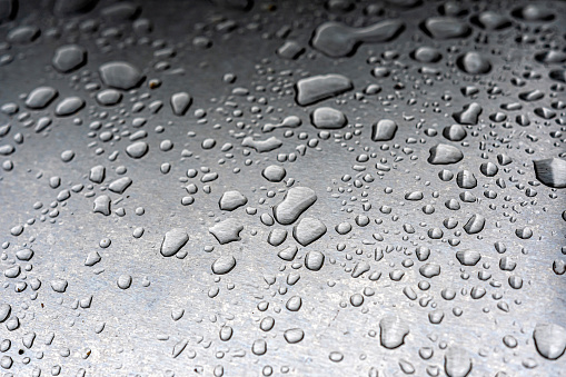 Close up of water condensation drops on clear glass