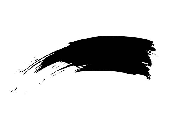 ilustraciones, imágenes clip art, dibujos animados e iconos de stock de trazo de pincel de tinta negra. línea de pincel negro caligrafía china aislada sobre fondo blanco. elemento de diseño artístico sucio grunge abstracto para póster, banner, volante. ilustración vectorial - brushed