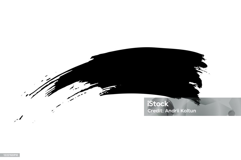 검은 잉크 브러시 스트로크. 흰색 배경에 격리 된 중국 서예 검은 브러시 선. 포스터, 배너, 전단지에 대한 더러운 추상 그런지 예술 디자인 요소. 벡터 일러스트레이션 - 로열티 프리 붓놀림 벡터 아트