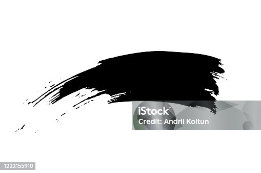 istock Black ink brush stroke. Chinese calligraphy black brush line isolated on white background. Dirty abstract grunge artistic design element for poster, banner, flyer. Vector illustration 1222155910