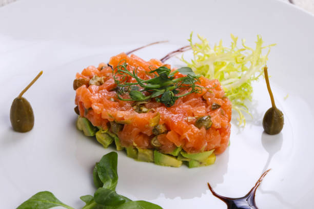 istock Tartar with salmon and avocado 1222156854