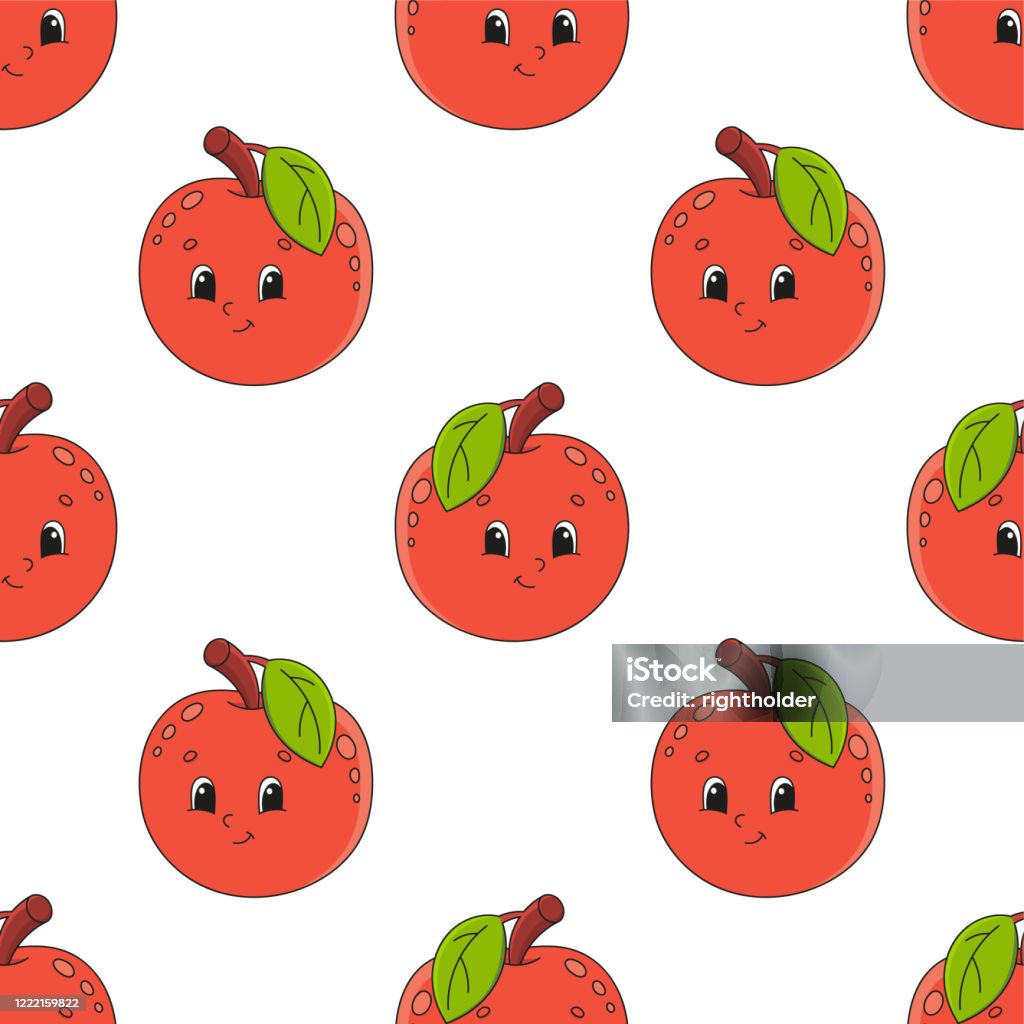 Hoa Văn Hoạt Hình Màu Liền Mạch Táo Trái Cây Phong Cách Hoạt Hình ...