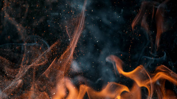 istock fire flames with sparks on black background 1222163864
