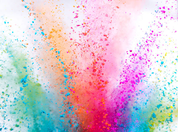 istock Launched colorful powder on white background 1222164393