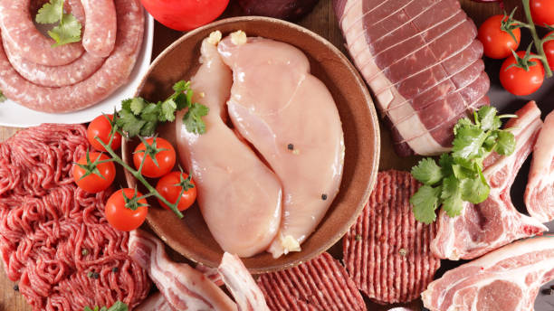 istock assorted of raw meats- chicken, beef, sausage, lamb 1222167278