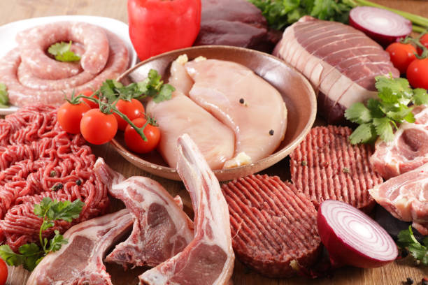 istock assorted of raw meats- chicken, beef, sausage, lamb 1222167288