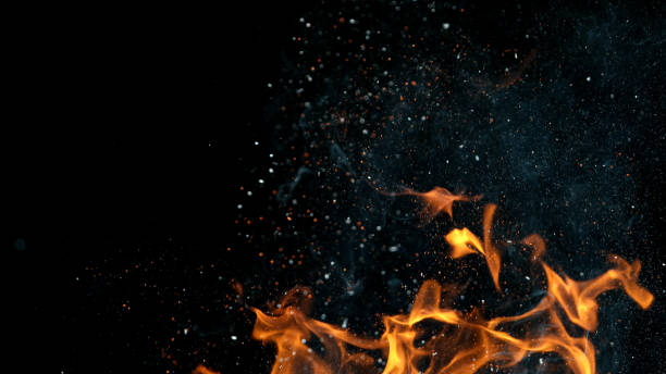 istock fire flames with sparks on black background 1222167432