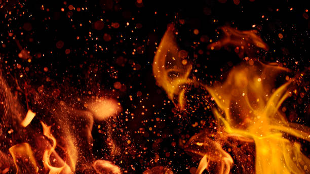 istock fire flames with sparks on black background 1222169491