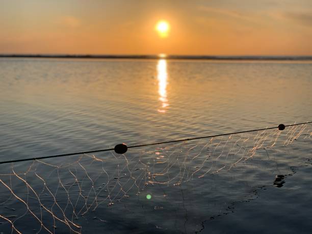 istock Fishing net at the shore 1222172231