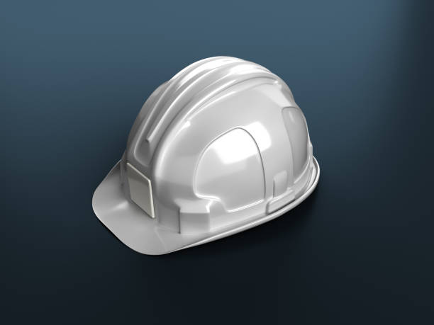istock White helmet simple construction presentation consept 3d render on darck blue background 1222172505