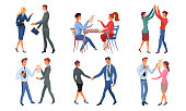istock Positive people having successful deal and felling happy vector illustration 1222172683