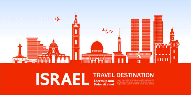 Israel travel destination grand vector illustration. Israel travel destination grand vector illustration. israel skyline stock illustrations