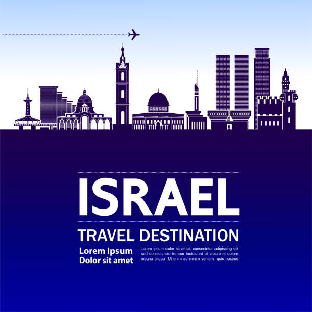 Israel travel destination grand vector illustration. Israel travel destination grand vector illustration. israel skyline stock illustrations