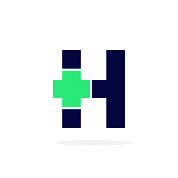 ilustraciones, imágenes clip art, dibujos animados e iconos de stock de carta de logotipo vectorial medical cross h - letra h