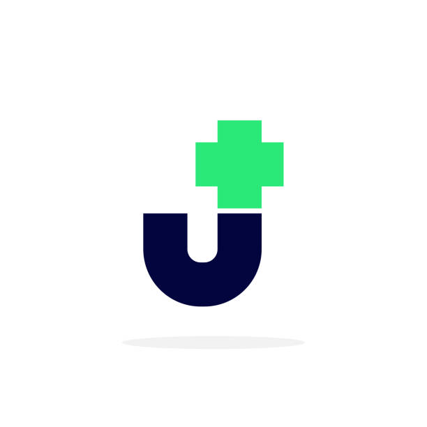 illustrations, cliparts, dessins animés et icônes de vector logo letter medical cross j - j key