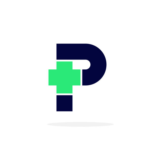 illustrations, cliparts, dessins animés et icônes de vector logo letter medical cross p - touche plus