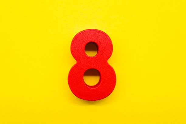 istock Number eight on a yellow background 1222174942