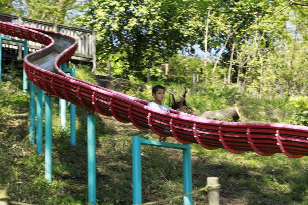 istock Japanese boy on the slide (fifth grade at elementary school) 1222176290