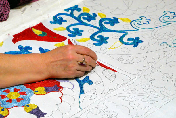 istock the woman embroidere colourful tablecloth 1222178541