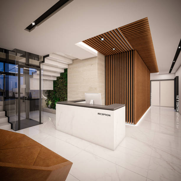 istock Computer generated image of Hotel Lobby and Entrance Hall. Architectural Visualization. 3D rendering. View 01 1222178872