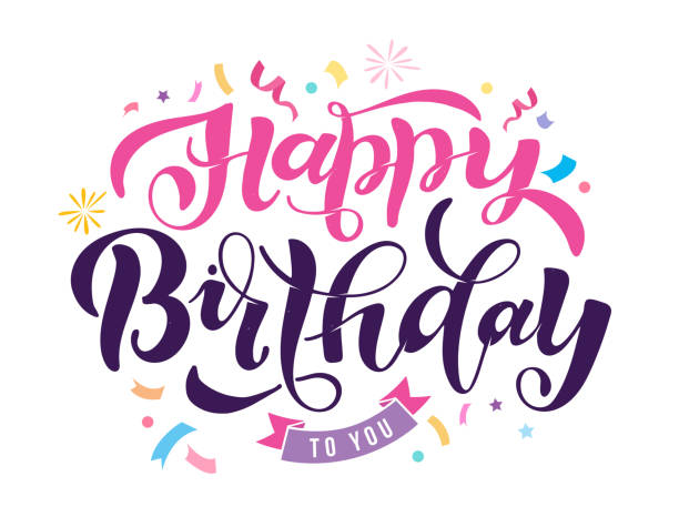 illustrazioni stock, clip art, cartoni animati e icone di tendenza di biglietto d'auguri con scritte doodle disegnate a mano - buon compleanno! modello per invito, poster, banner, arte, design t-shirt. - shirt letter t t shirt template