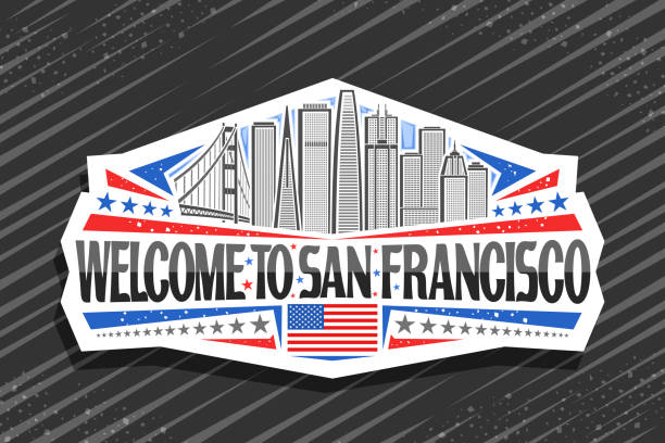 샌프란시스코의 벡터 기호 - san francisco county skyline vector bridge stock illustrations