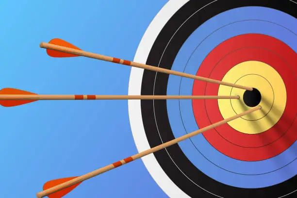 Vector illustration of Arrows in the target
