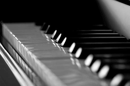 Piano keyboard black and white Macro