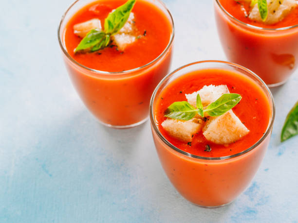 istock Gaspacho soup in glass, copy space 1222185889