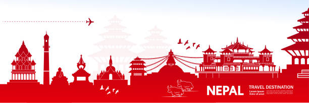 Nepal travel destination grand vector illustration. Nepal travel destination grand vector illustration. nepal stock illustrations