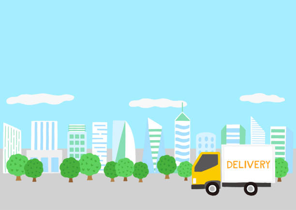 ilustrações de stock, clip art, desenhos animados e ícones de the delivery truck in a city - meals on wheels illustrations