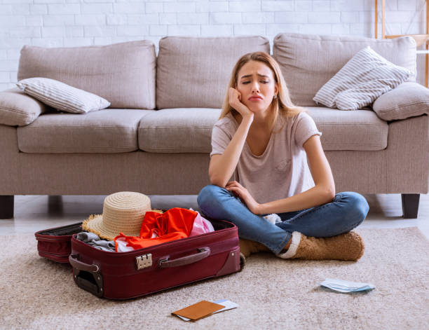 istock Summer without vacation. Young woman at home on quarantine 1222189004