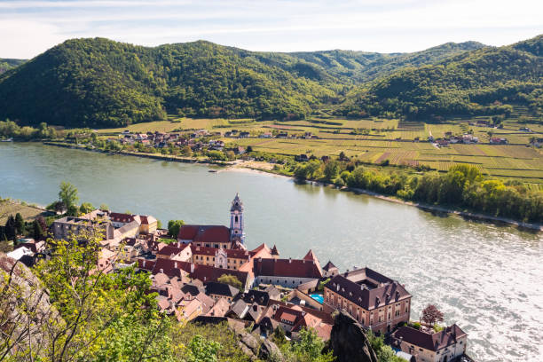 istock Durnstein Town in the Wachau Valley from Above 1222192740